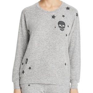 PJ Salvage Grey and Black Skull and Stars Fleece Top Size XL